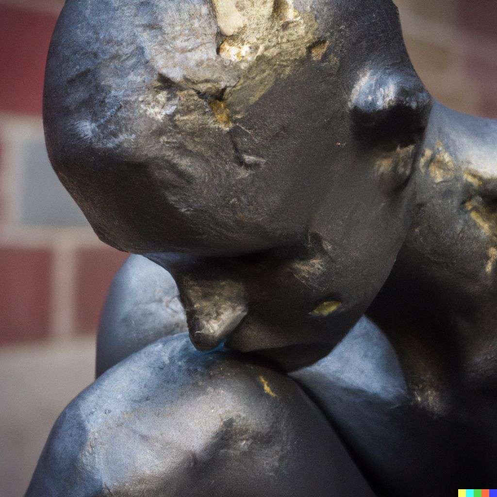 a representation of anxiety, bronze sculpture
